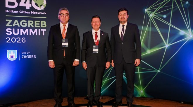 Başkan Aras Hırvatistan’ın başkenti Zagreb’te düzenlenen B40 Balkan Şehirleri Ağı Zirvesi’ne katıldı. 
